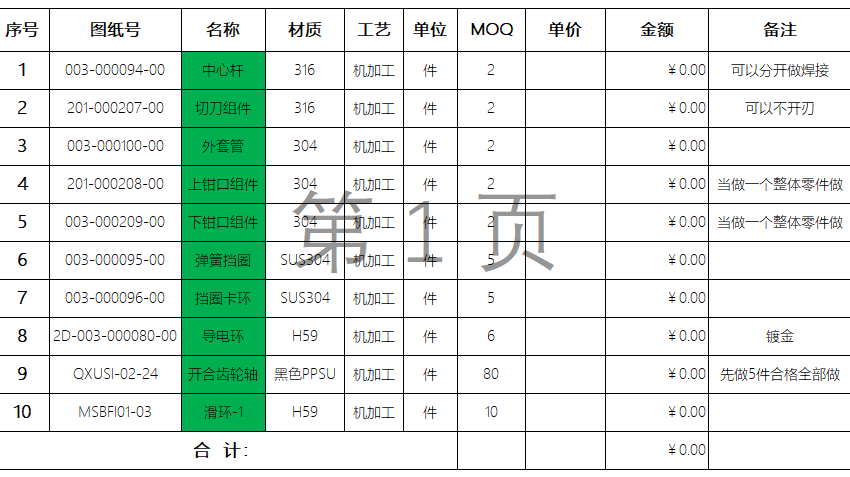 寻求长安地区有专业机加散件的供应商，目前是有10款产品，如图