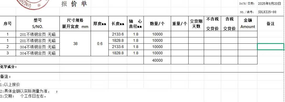 寻能做不锈钢合页的加工厂，数量：40000件，如图，材料：201/304，包工包