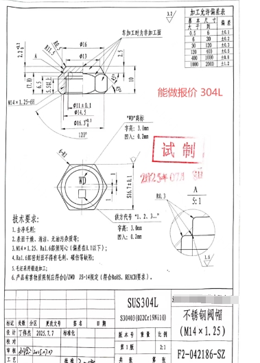 找能做不锈钢阀帽的加工厂，需求量五百万件，如图，材质是