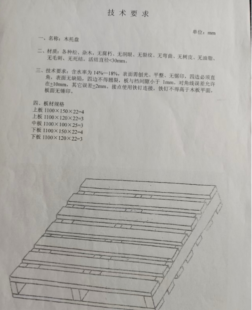 寻求木托盘生产商，需求量目前30000pcs，材质是木质，如图，规格长度是一米多