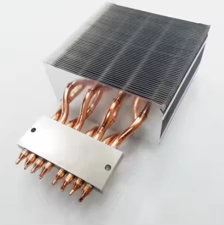 找有能做如图铜管散热器的生产商，第一批200个，后面有2W个/月需求，如图，目前